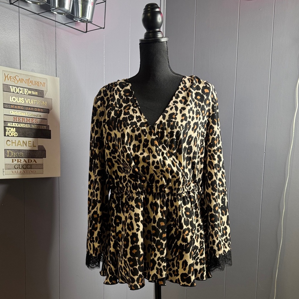 Lane Bryant Leopard Print V-Neck Women's Top